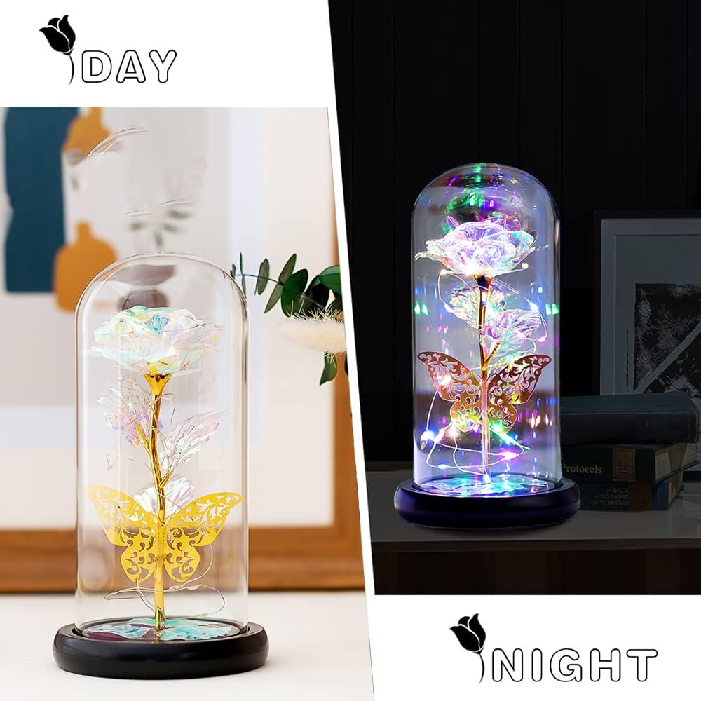 EternaGlow™ – Crystal Rose Dome Lamp Rose Light Up Rose in Acrylic Dome,
