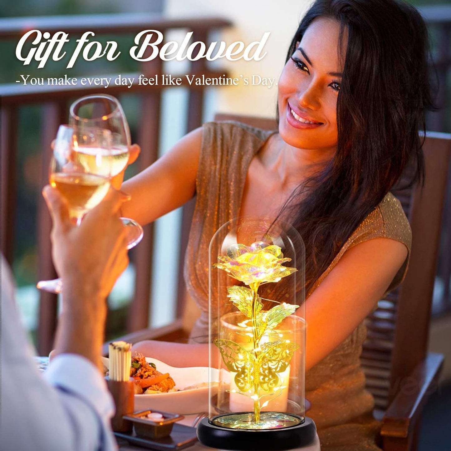 EternaGlow™ – Crystal Rose Dome Lamp Rose Light Up Rose in Acrylic Dome,