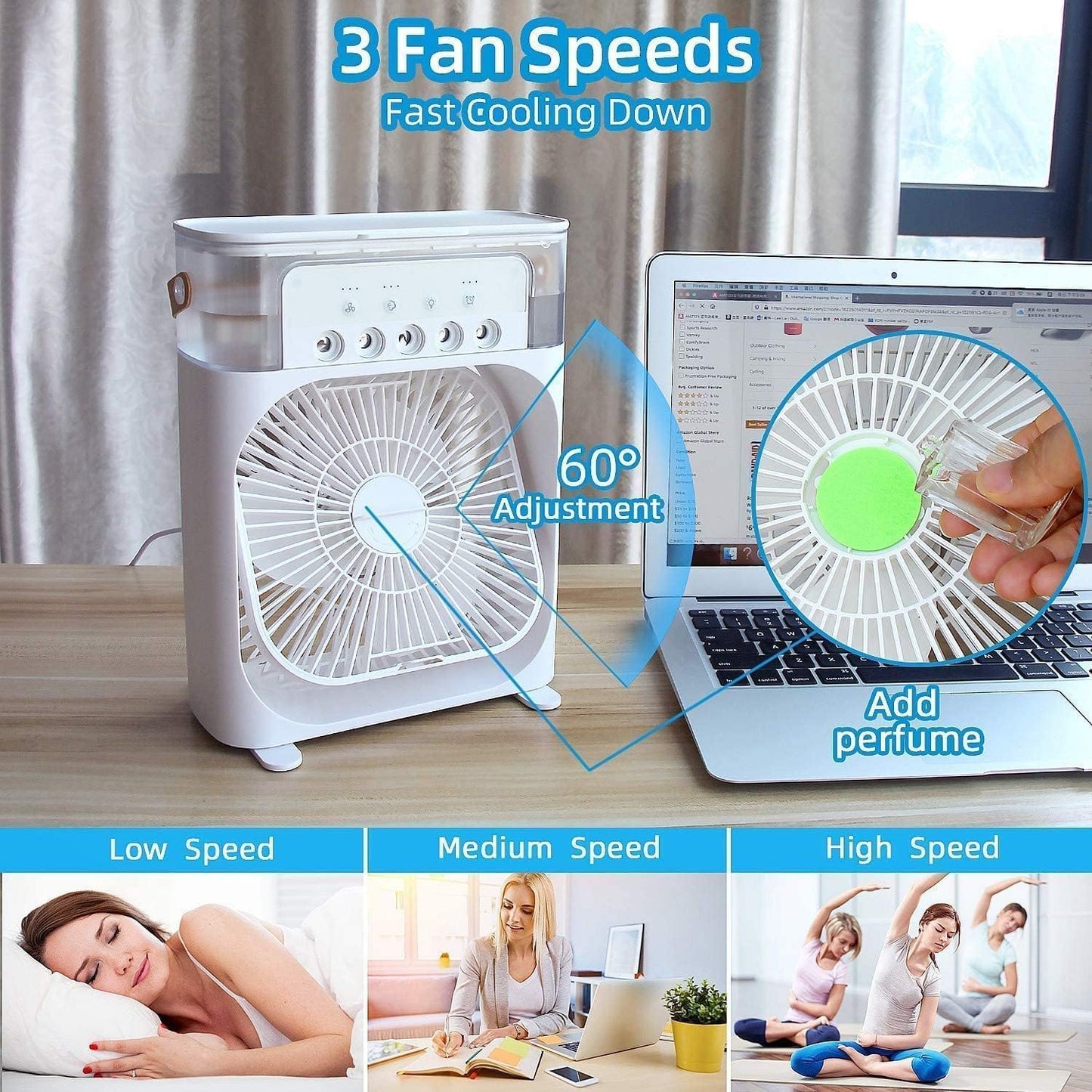 Portable USB Air Conditioner & Humidifier Fan