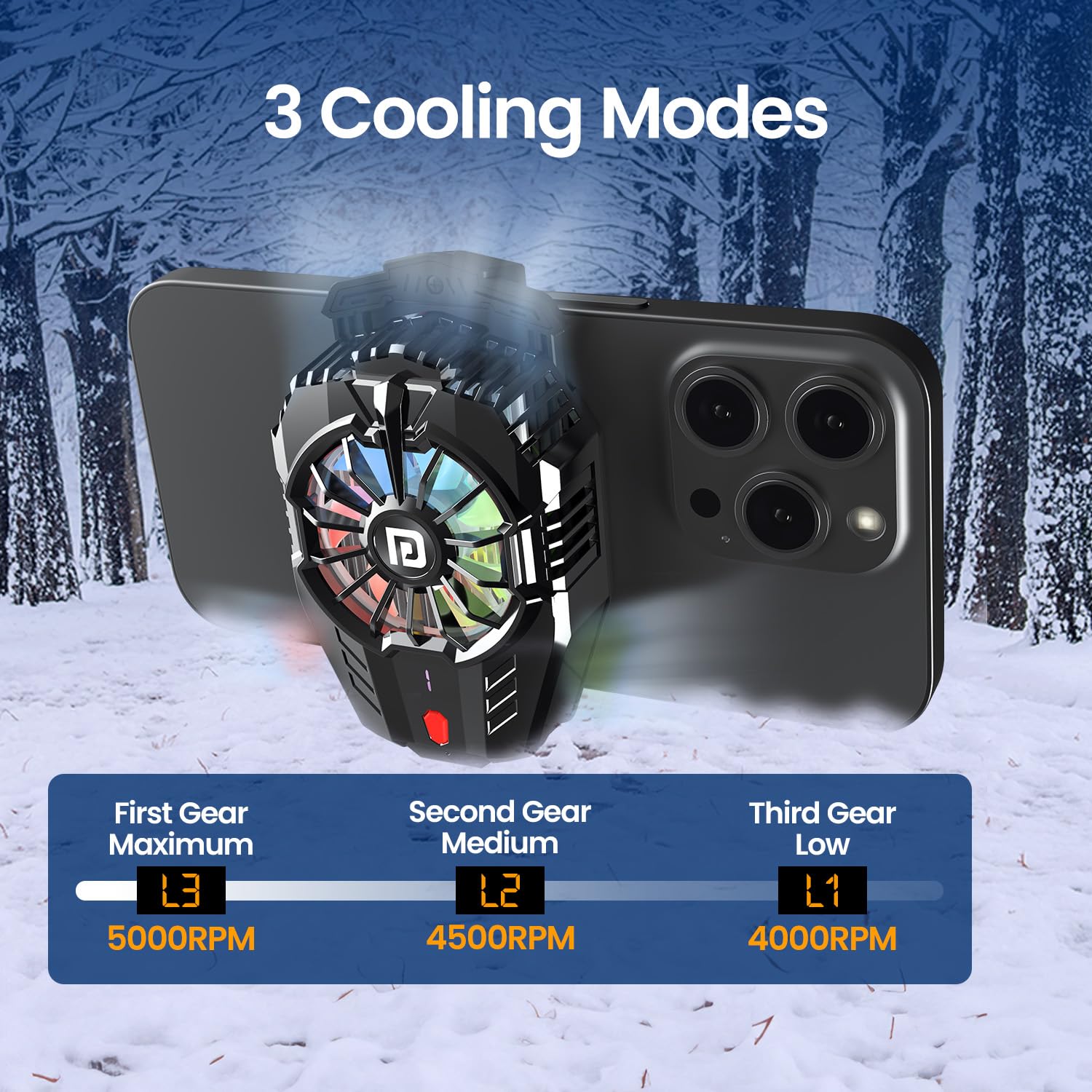Magnetic RGB Mobile Cooler with Instant Cooling Fan