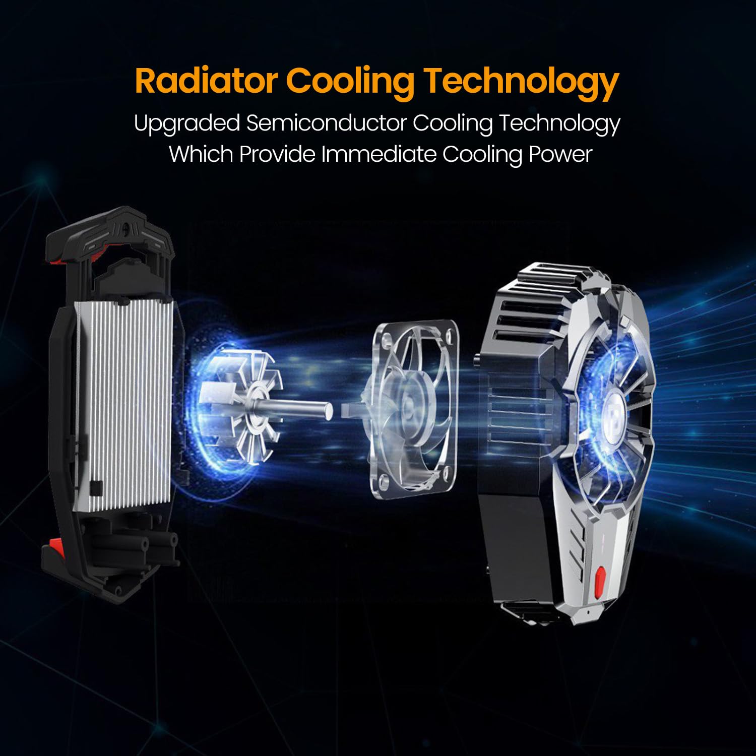 Magnetic RGB Mobile Cooler with Instant Cooling Fan