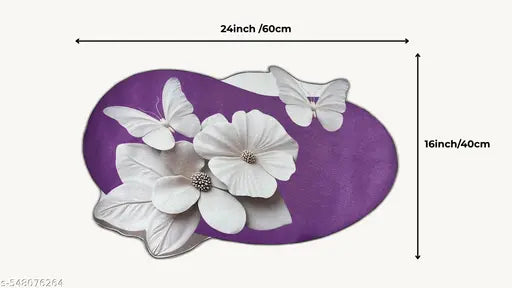 Elegant 3D Floral Rubber Floor Mat – Anti-Slip, Water Absorbent, Soft Surface Carpet for Living Room, Bathroom & Entryway